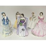 A collection of six Royal Doulton lady figures two