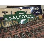 A green and enamel Railway target sign Salfordâ€™s