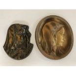 2 relief plaques of Madonna.