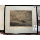 A framed and glazed lithograph signed in Pencil Joesph Kilpatrick ( the Plough Team),