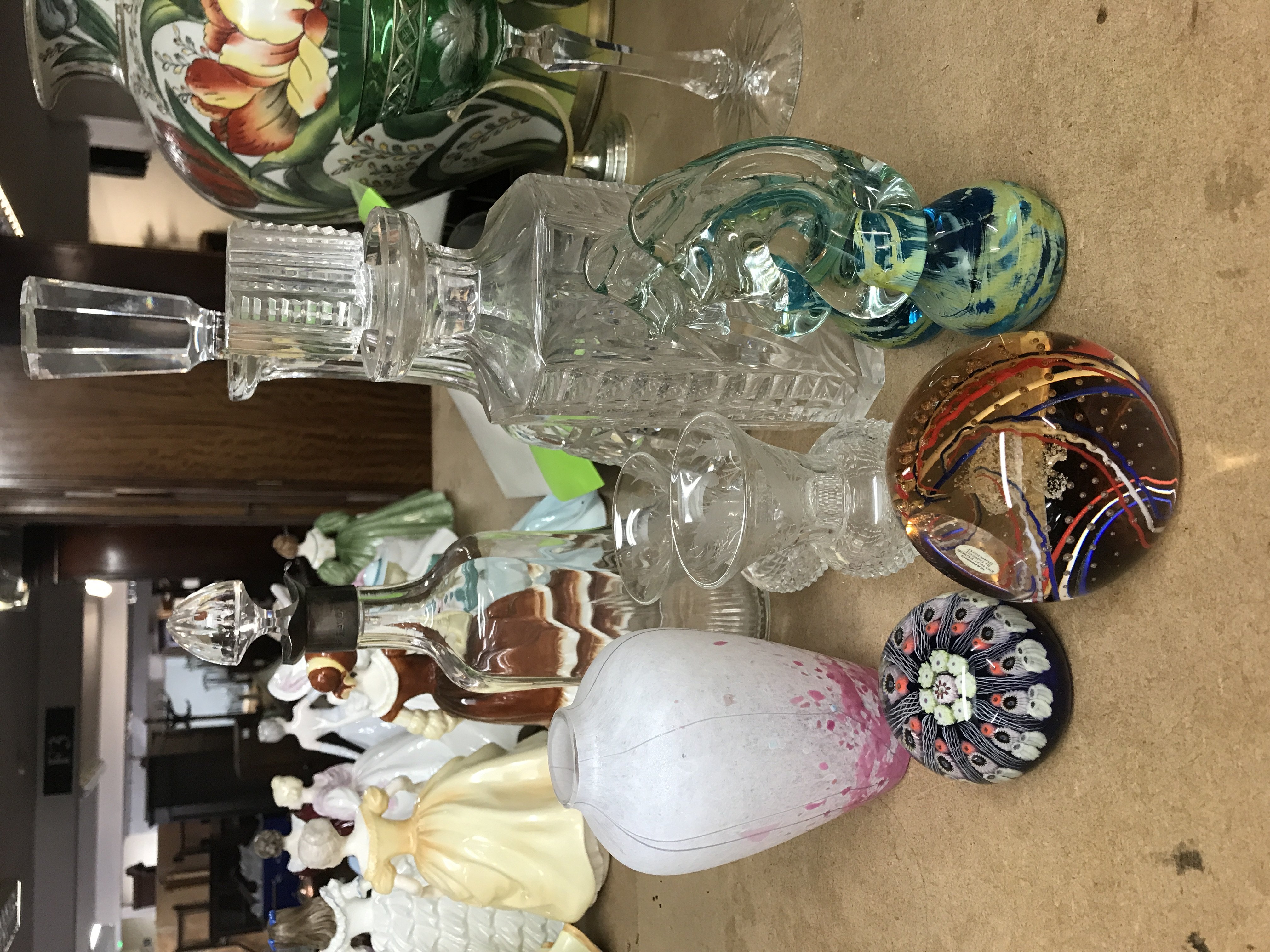 A Collection of glass ware including decanters and