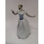 A large Lladro figure a girl with a butterfly High