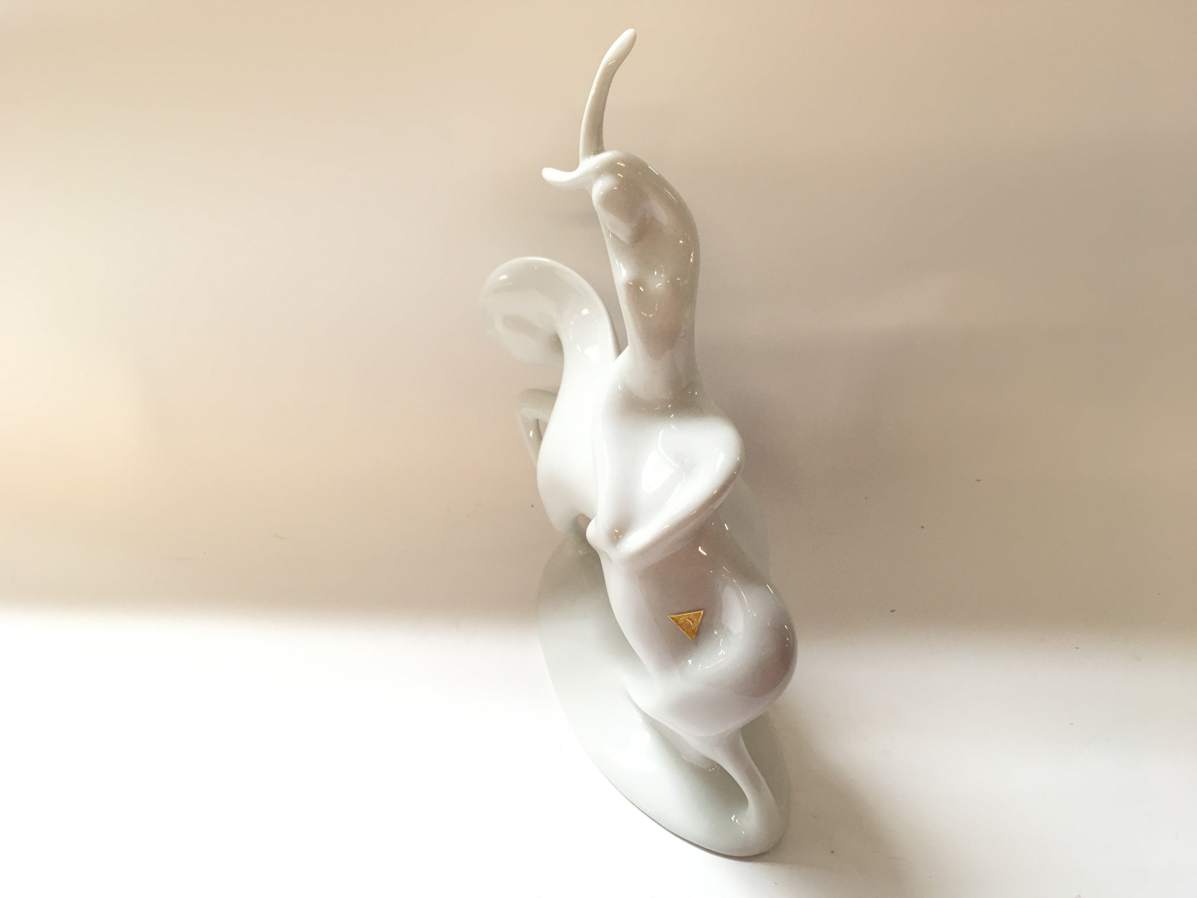 Royal Dux modernist Figurine of a lady and horse. - Image 2 of 4