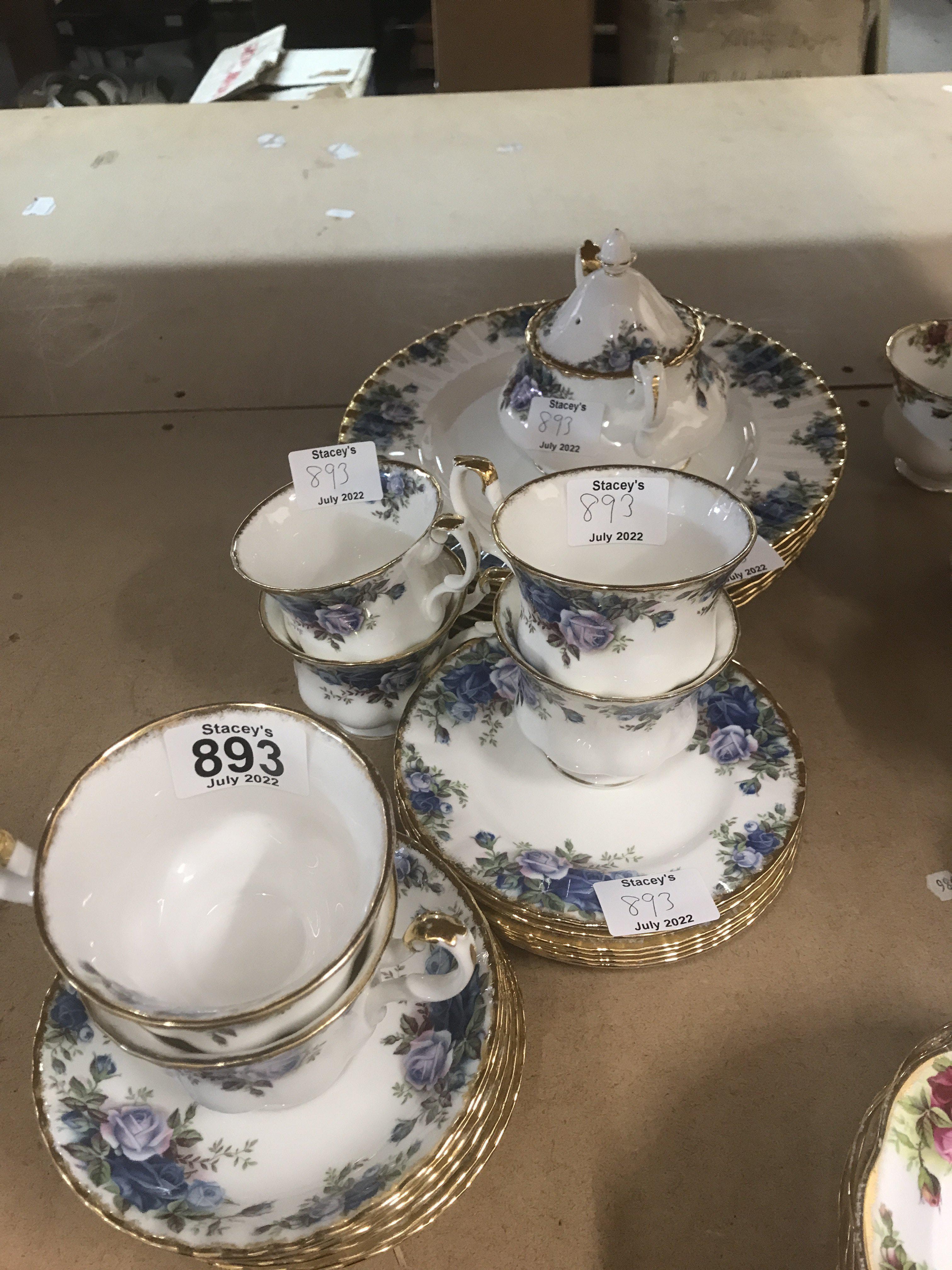 Royal Albert moonlight blue six cups with saucers