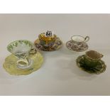 4 porcelain cabinet cups and saucers to include a