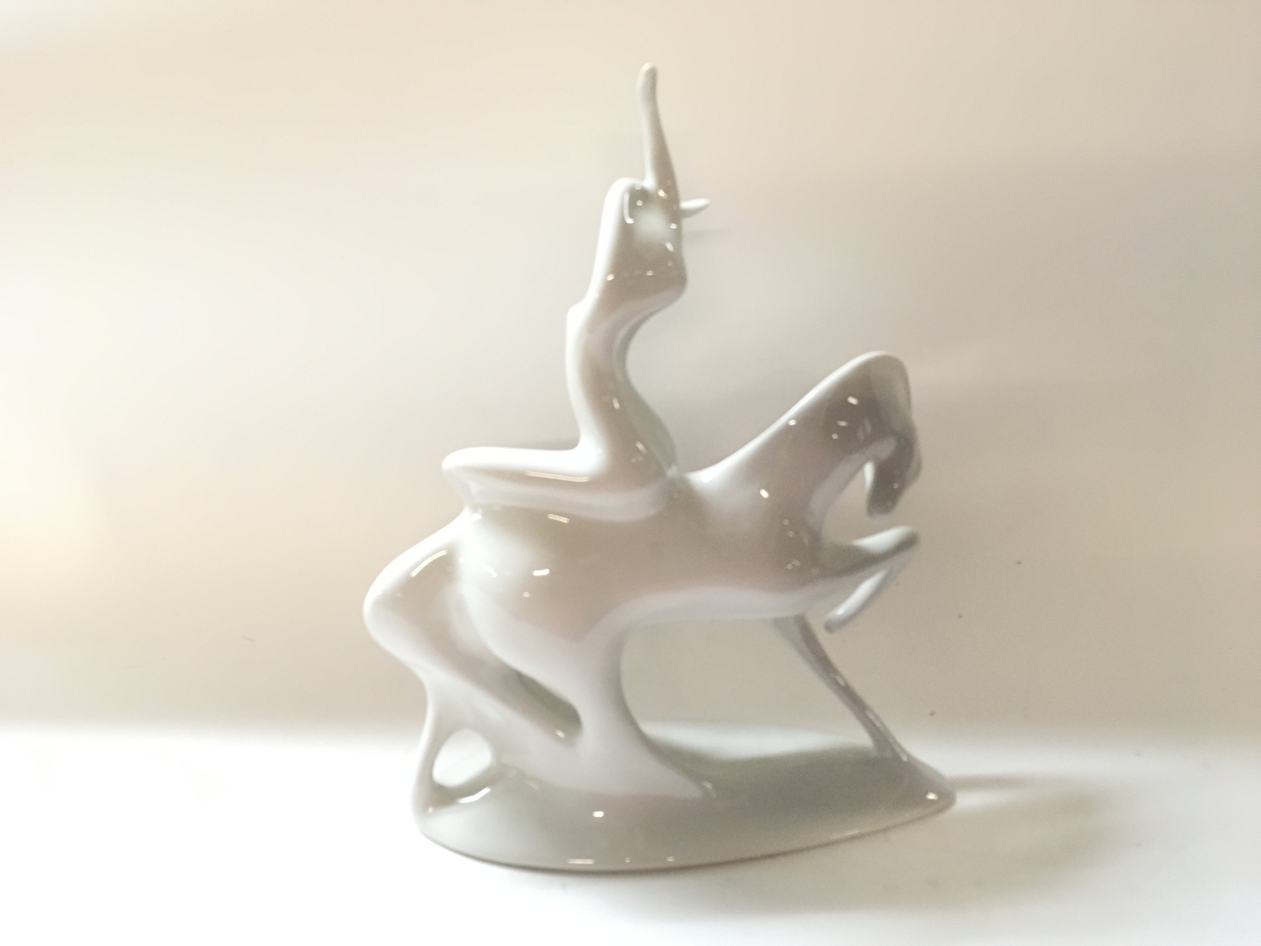 Royal Dux modernist Figurine of a lady and horse. - Image 3 of 4