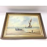 A framed oil painting of a marine view by Colin Moore.