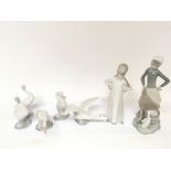 A collection of Lladro Geese a Lladro figure of a