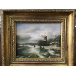 NO RESERVE - A gilt framed oil on board of a Dutch