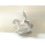 Royal Dux modernist Figurine of a lady and horse.