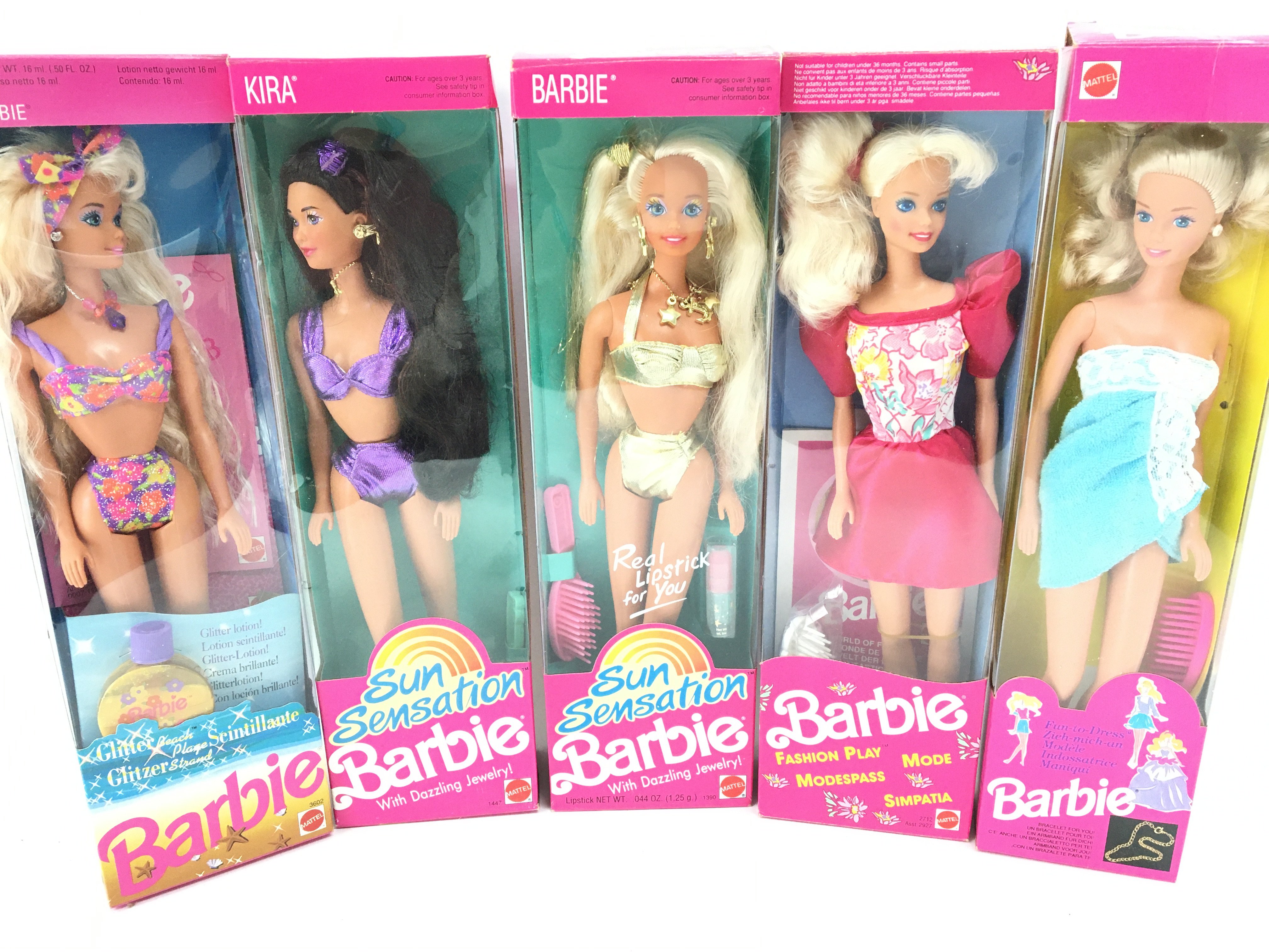 5 X Boxed Barbies from the early 90s including Gli