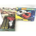 2 playworn scalextric sets (only 1 with box - miss