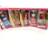 A Collection of 5 Boxed Barbies including Dutch. A