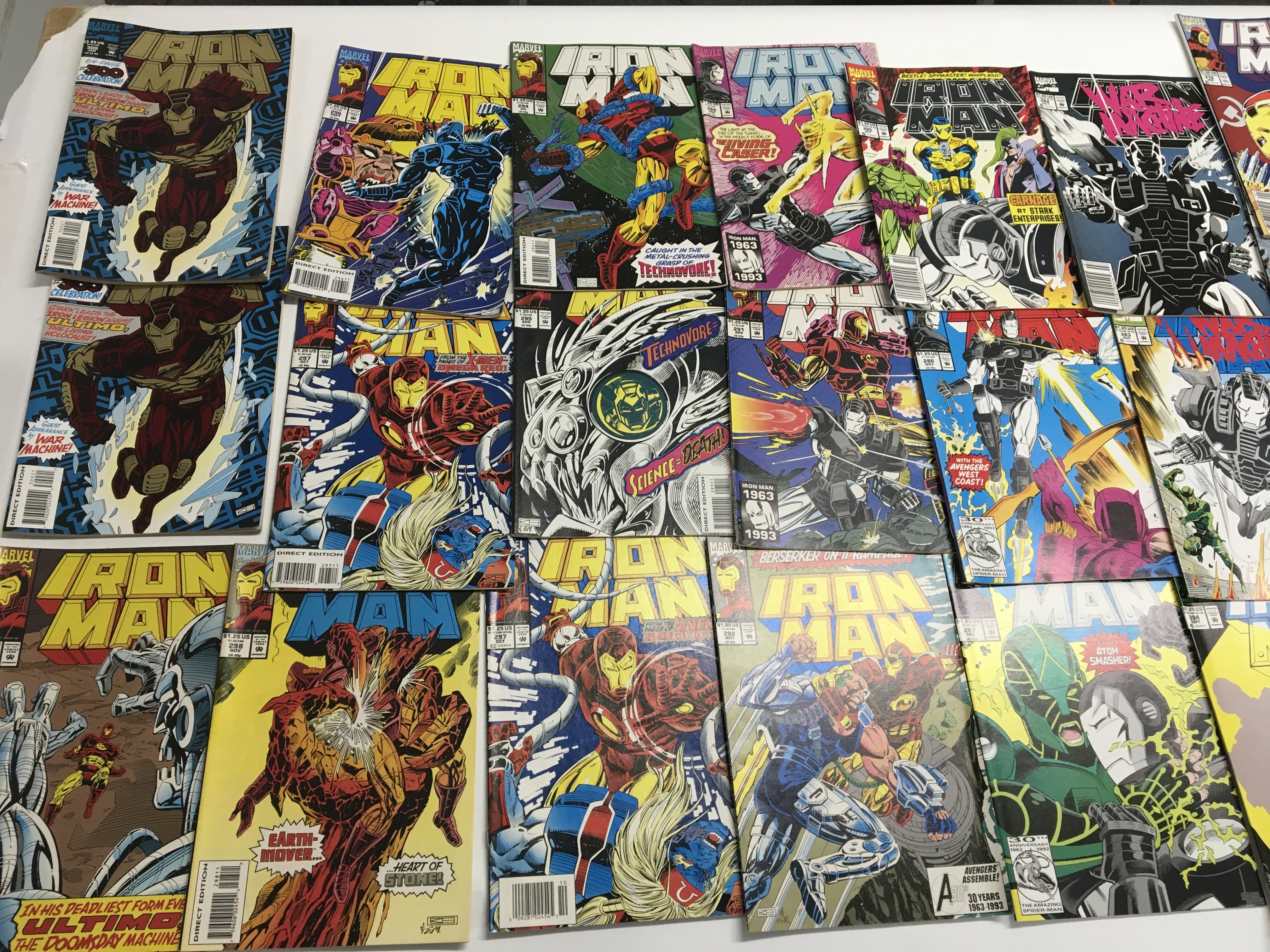 A collection of Marvel Iron Man comics approximate