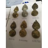 An album containing large cap badges predominantly