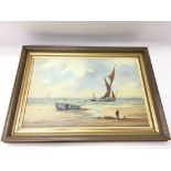 A framed oil painting of a marine view by Colin Mo