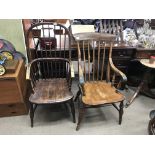 No Reserve: A stick back elm chair together with a