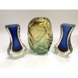 Three Murano glass vases comprising a pair of Somm