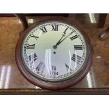 A Victorian fussee wall clock with painted Roman n