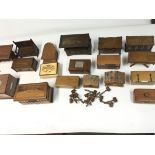 Collection of various music boxes and mini gavels.