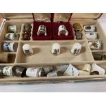 30 thimbles some boxed in jewellery box