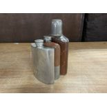 Three hip flasks