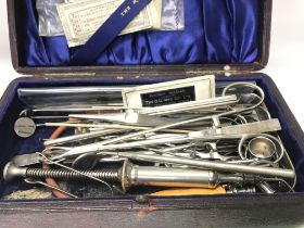 A case containing surgical instruments.