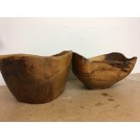 A Tony Bain carved wooden bowl and one other simil