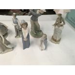 10 x Lladro figures including Nao woman feeding du