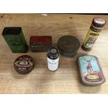 Seven small vintage collectors tins