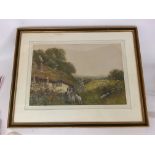 Fred Hines, 1875-1928, large framed pastel landsca