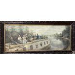 A chromolithograph print, Boating Down Canal by Ed