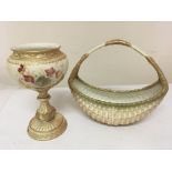 A Royal Worcester porcelain basket Hight 20cm and