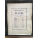 A framed silk commemorating the engagements of the