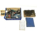 A Collection of myford 7 milling cutting bits and accessories along with a box containing 42