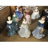 Collection of various figurines including Royal Do