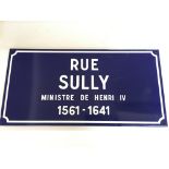 A French Enamel Sign Rue Sully approximately 60CM