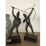 A pair of Spelter figures in the form of Roman sol