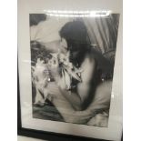 Two well presented framed black and white photos of actresses and one other picture (3)