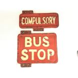 A Compulsory Bus stop signs made of Cast Iron. App