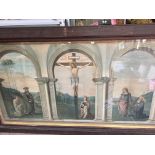 A large framed Triptych form lithograph? of the Cr