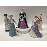 Porcelain lady figurines, to include 3 Wedgewood f