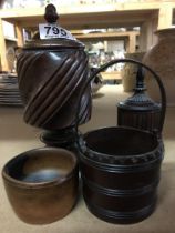 A collection of Treen items including two jars and