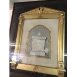 A 1919 framed and gilded Masonic Itnotgaotu.