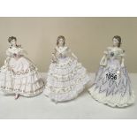 Three Royal Worcester porcelain lady figures (3)