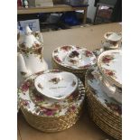 A collection of Royal Albert country rose dinner/
