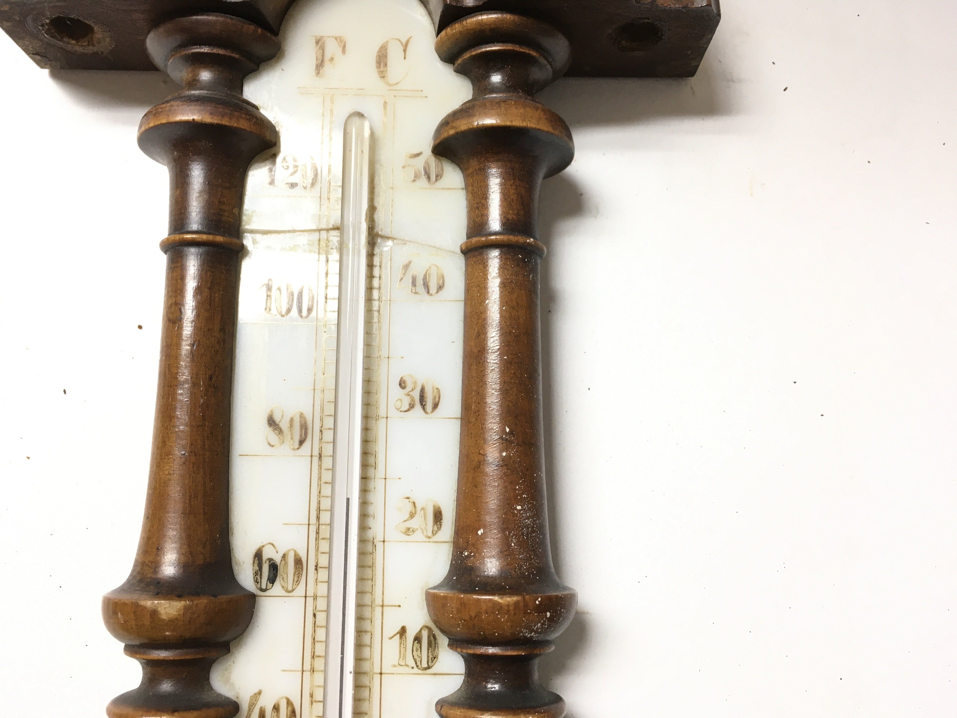 No Reserve: Antique barometer-thermometer in carve - Image 5 of 5