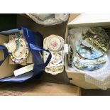 A box and a bag of ceramics comprising mainly boxe