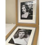 Two well presented framed black and white film star photos (2)