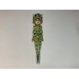 A Thai Buddhist Guardian angel made of brass, measuring approximately 22cm tall. Also a wall